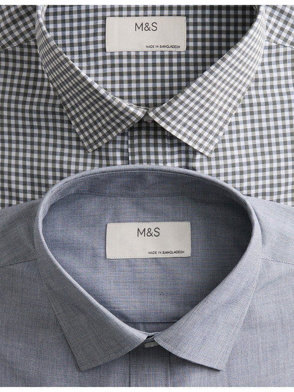 Marks & Spencer Kostkované košile normálního střihu pro snadné žehlení, 2 ks Marks & Spencer zelená