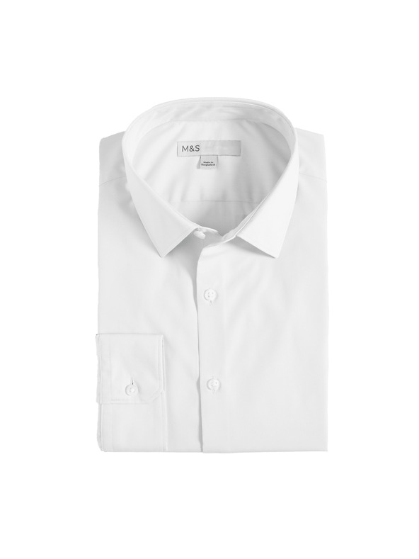 Marks & Spencer Košile úzkého střihu ze směsi bavlny s nežehlivou úpravou Marks & Spencer bílá