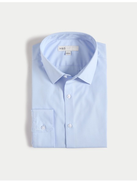Marks & Spencer Košile úzkého střihu ze směsi bavlny s nežehlivou úpravou Marks & Spencer modrá