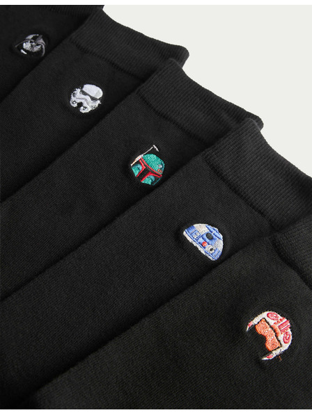 Marks & Spencer Sada 5 párů ponožek s vysokým podílem bavlny a motivem Star Wars™ Marks & Spencer černá