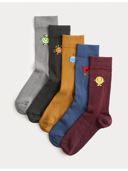 Marks & Spencer Ponožky Mr Men s vysokým podílem bavlny, sada 5 ks Marks & Spencer vícebarevná