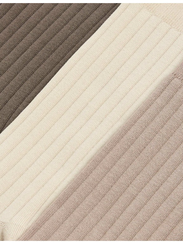 Marks & Spencer 3 páry žebrovaných ponožek, s vysokým podílem egyptské bavlny Marks & Spencer hnědá