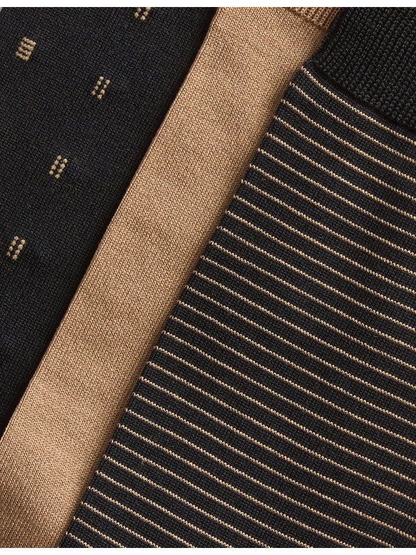 Marks & Spencer 3 ks ponožek s mercerovanou bavlnou a různým vzorem Marks & Spencer černá