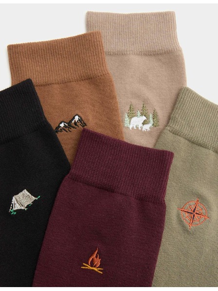 Marks & Spencer 5 ks ponožek Cool Fresh™ Outdoor s vysokým obsahem bavlny Marks & Spencer vícebarevná