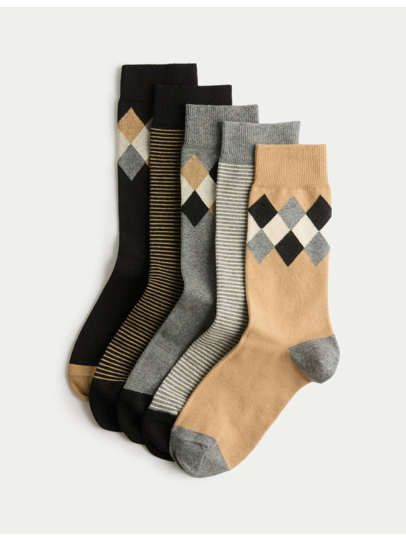 Marks & Spencer 5 párů bavlněných ponožek Cool and Fresh Argyle R Marks & Spencer béžová