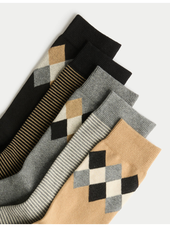 Marks & Spencer 5 párů bavlněných ponožek Cool and Fresh Argyle R Marks & Spencer béžová
