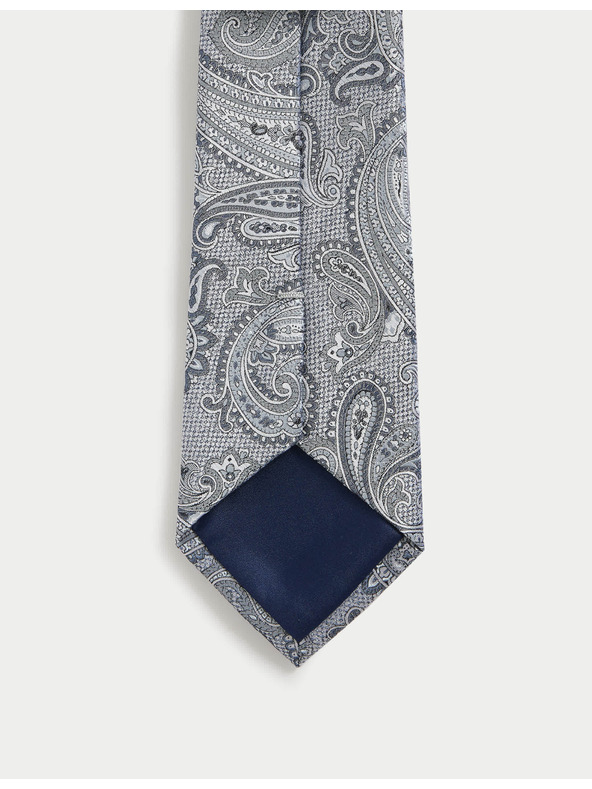 Marks & Spencer Kravata ze 100% hedvábí s kašmírovým vzorem Marks & Spencer modrá