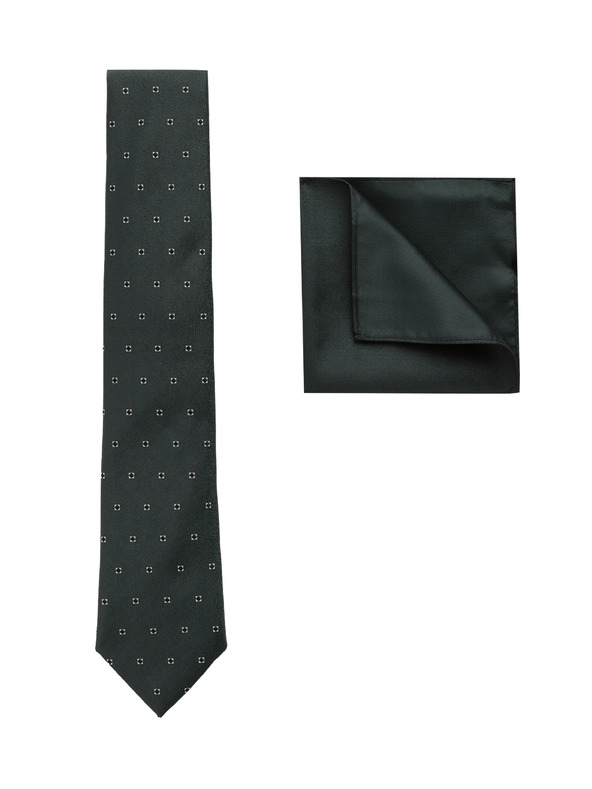 Marks & Spencer Sada: kravata s geometrickým vzorem a kapesníček do kapsy saka Marks & Spencer zelená