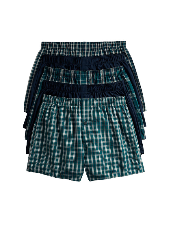 Marks & Spencer Tkané boxerky s technologií StayNew™ z čisté bavlny, 5 ks Marks & Spencer zelená