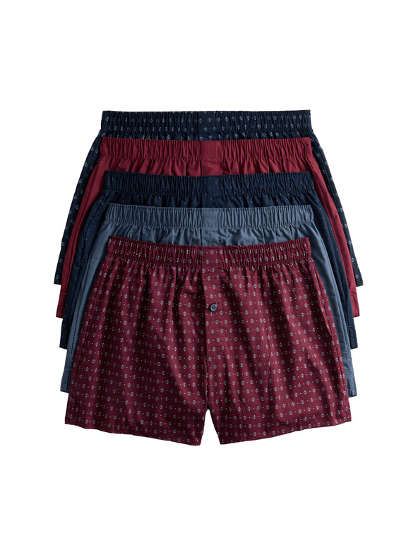 Marks & Spencer Tkané fulárové boxerky z čisté bavlny, 5 ks Marks & Spencer červená