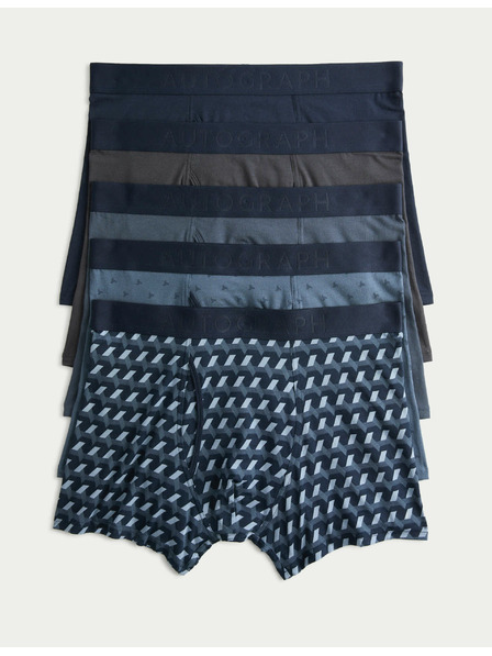 Marks & Spencer Trenýrky ze směsi bavlny Supima® a modalu s geometrickými tvary, 5 ks Marks & Spencer modrá