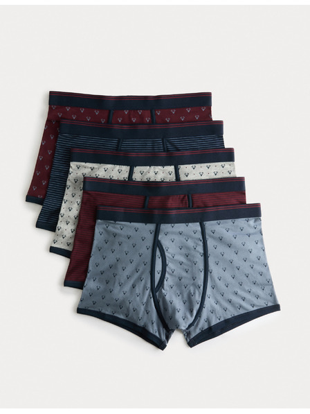 Marks & Spencer Trenýrky z bavlny se strečem a potiskem jelena, s technologií Cool & Fresh™, 5 ks Marks & Spencer červená