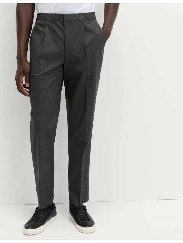 Marks & Spencer Elegantní kalhoty s elastickým pasem z bavlněné směsi Marks & Spencer šedá