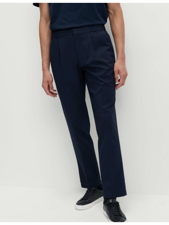 Marks & Spencer Elegantní kalhoty s elastickým pasem z bavlněné směsi Marks & Spencer námořnická modrá