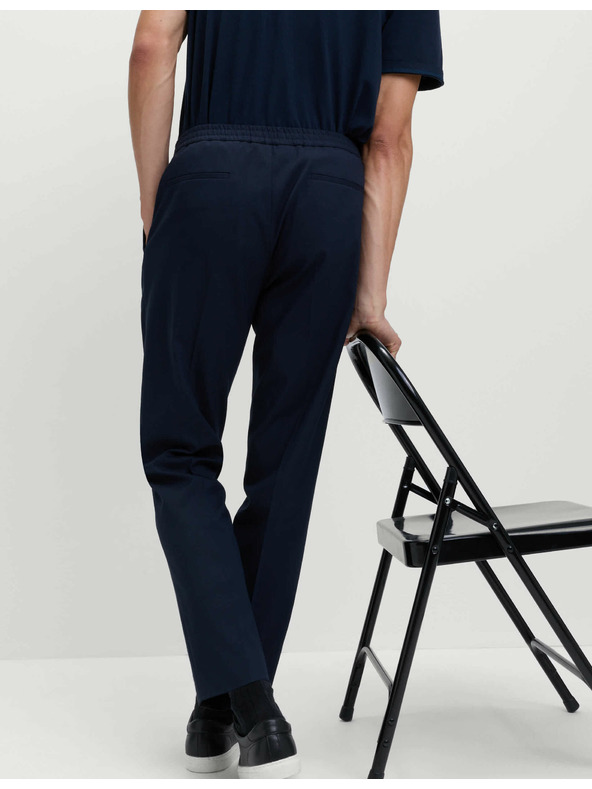 Marks & Spencer Elegantní kalhoty s elastickým pasem z bavlněné směsi Marks & Spencer námořnická modrá