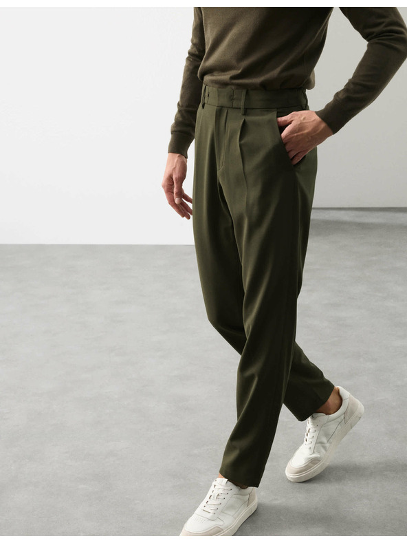 Marks & Spencer Kostýmové kalhoty ze směsi vlny Marks & Spencer zelená