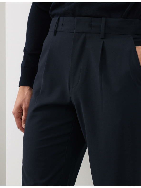 Marks & Spencer Kostýmové kalhoty ze směsi vlny Marks & Spencer námořnická modrá