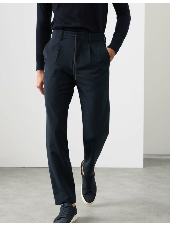 Marks & Spencer Kostýmové kalhoty ze směsi vlny Marks & Spencer námořnická modrá