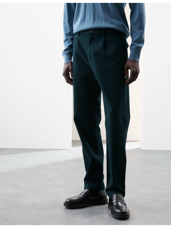 Marks & Spencer Texturované Chino kalhoty klasického střihu se sklady Marks & Spencer námořnická modrá