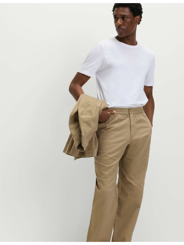 Marks & Spencer Kalhoty se vzorem rybí kosti, z čisté bavlny Marks & Spencer hnědá