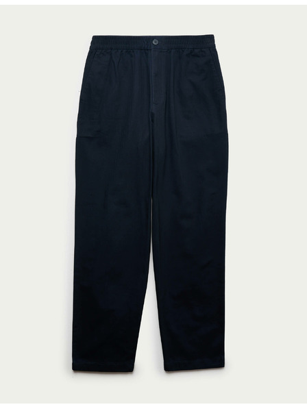 Marks & Spencer Kalhoty se vzorem rybí kosti, z čisté bavlny Marks & Spencer námořnická modrá