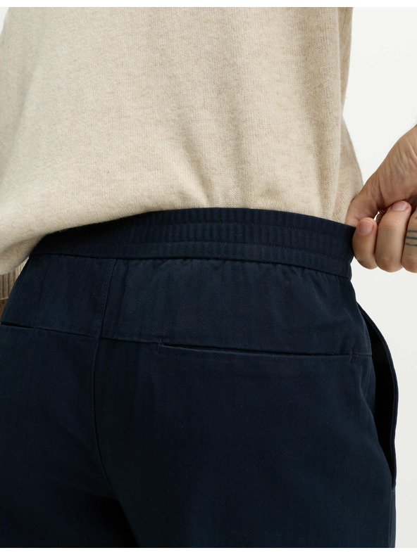 Marks & Spencer Kalhoty se vzorem rybí kosti, z čisté bavlny Marks & Spencer námořnická modrá