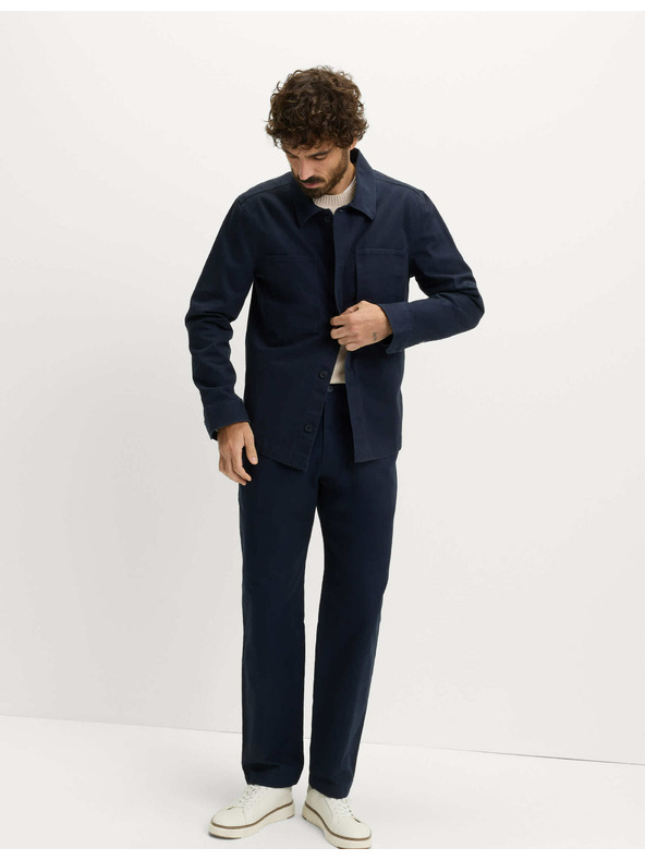 Marks & Spencer Kalhoty se vzorem rybí kosti, z čisté bavlny Marks & Spencer námořnická modrá