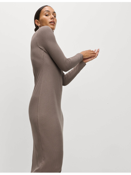 Marks & Spencer Žerzejové žebrované midi šaty sloupového střihu Marks & Spencer hnědá