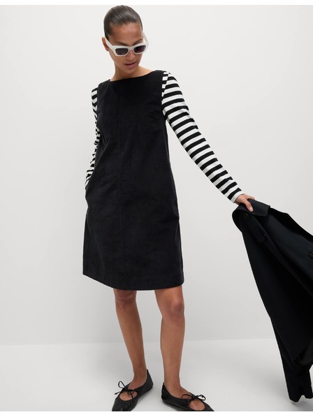 Marks & Spencer Splývavé manšestrové mini šaty z čisté bavlny Marks & Spencer černá