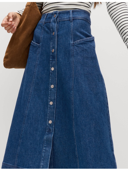 Marks & Spencer Kruhová džínová midi sukně s knoflíky vepředu Marks & Spencer námořnická modrá