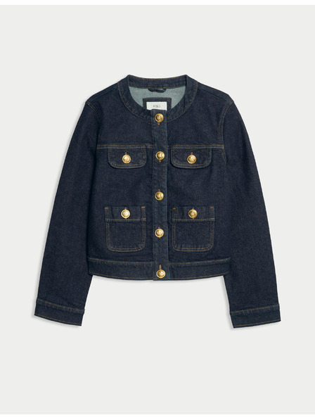 Marks & Spencer Propínací džínová bunda bez límce Marks & Spencer námořnická modrá