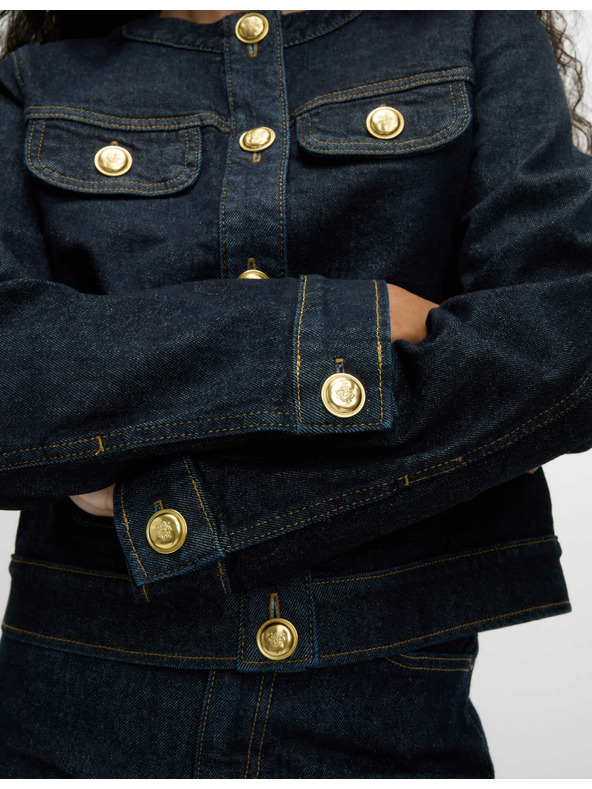 Marks & Spencer Propínací džínová bunda bez límce Marks & Spencer námořnická modrá