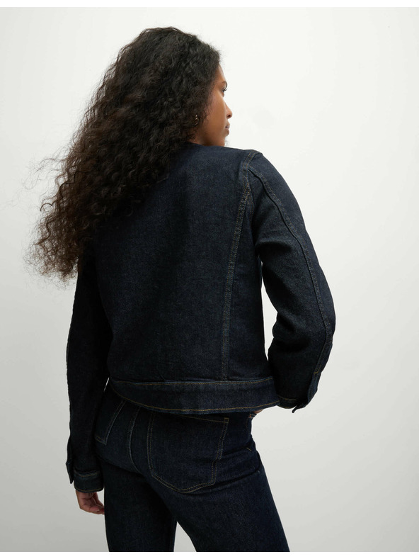 Marks & Spencer Propínací džínová bunda bez límce Marks & Spencer námořnická modrá