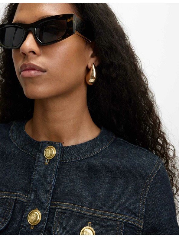 Marks & Spencer Propínací džínová bunda bez límce Marks & Spencer námořnická modrá