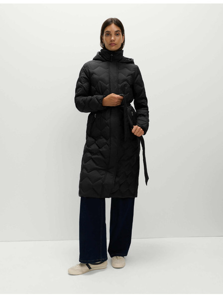 Marks & Spencer Prošívaný kabát s peřím a prachovým peřím, s cik-cak vzorem Marks & Spencer černá