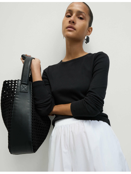 Marks & Spencer Žebrovaný top s vysokým podílem bavlny Marks & Spencer černá