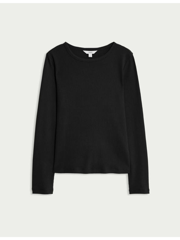 Marks & Spencer Žebrovaný top s vysokým podílem bavlny Marks & Spencer černá