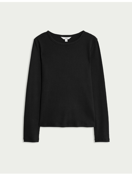 Marks & Spencer Žebrovaný top s vysokým podílem bavlny Marks & Spencer černá