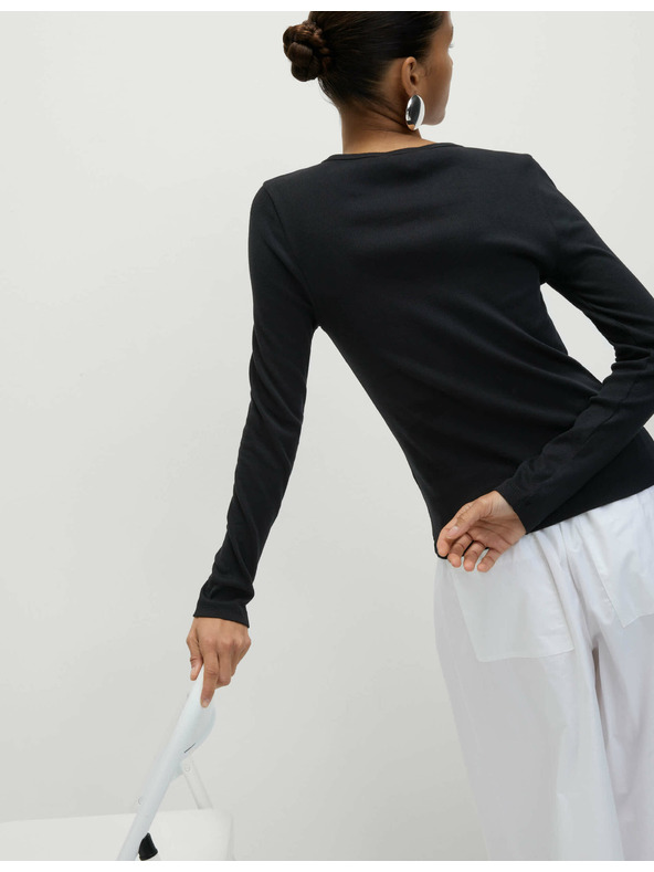 Marks & Spencer Žebrovaný top s vysokým podílem bavlny Marks & Spencer černá