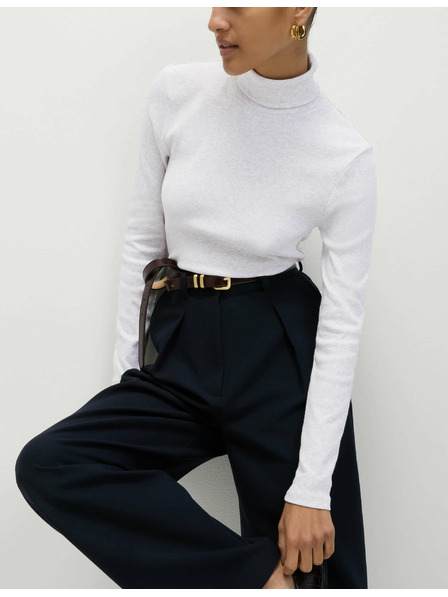 Marks & Spencer Žebrovaný top s vysokým límcem a vysokým podílem bavlny Marks & Spencer smetanová