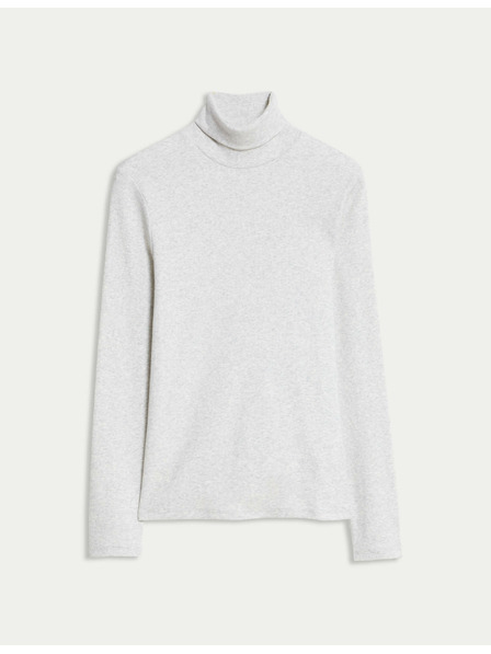 Marks & Spencer Žebrovaný top s vysokým límcem a vysokým podílem bavlny Marks & Spencer smetanová