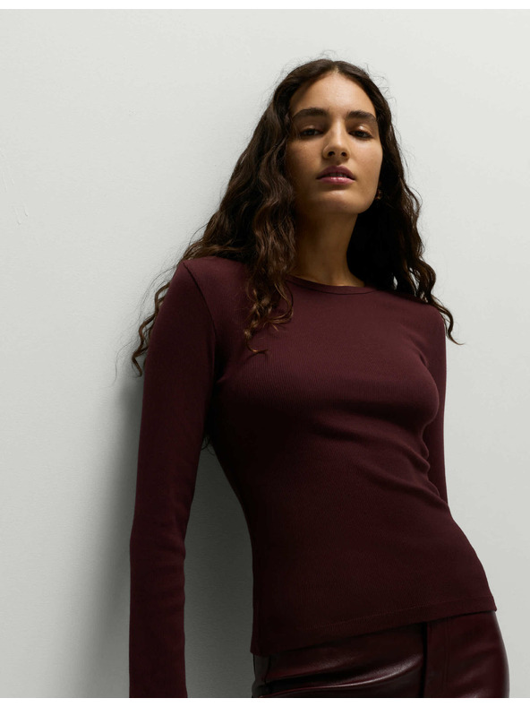 Marks & Spencer Žebrovaný top s vysokým podílem bavlny Marks & Spencer červená