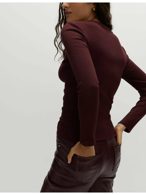 Marks & Spencer Žebrovaný top s vysokým podílem bavlny Marks & Spencer červená