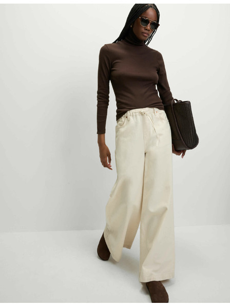 Marks & Spencer Žebrovaný top s vysokým límcem a vysokým podílem bavlny Marks & Spencer hnědá