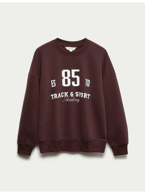 Marks & Spencer Mikina s vysokým podílem bavlny, s výstřihem ke krku a nápisem Marks & Spencer červená