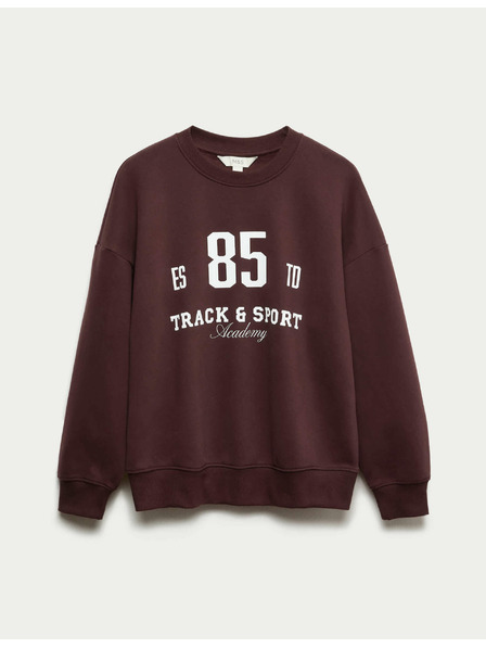 Marks & Spencer Mikina s vysokým podílem bavlny, s výstřihem ke krku a nápisem Marks & Spencer červená