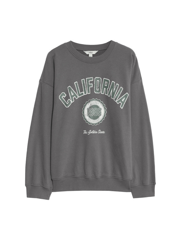 Marks & Spencer Mikina s nápisem „California“, s vysokým podílem bavlny Marks & Spencer šedá