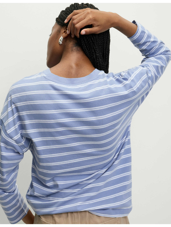 Marks & Spencer Pruhované tričko ke krku z čisté bavlny Marks & Spencer modrá