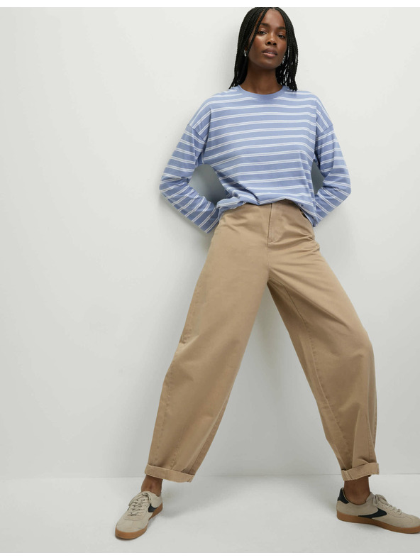 Marks & Spencer Pruhované tričko ke krku z čisté bavlny Marks & Spencer modrá