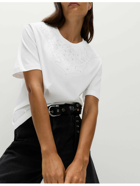 Marks & Spencer Zdobené tričko Lucky z čisté bavlny Marks & Spencer bílá